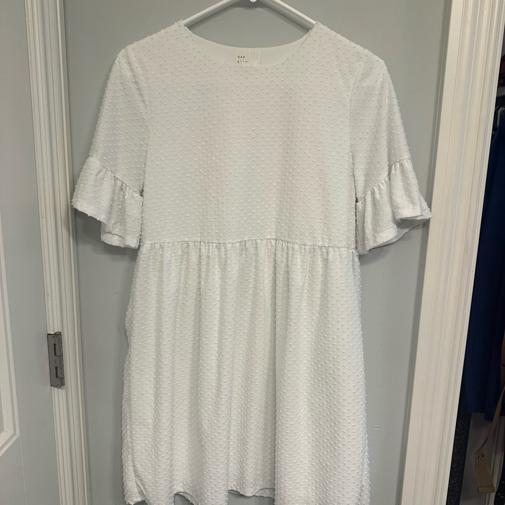 White ruffle Sleeve Casual Sundress